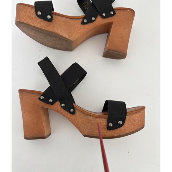 MIA Sandals 10~Fits 9 Chunky Platform Strappy Wooden Heel Retro Boho Cowgirl - Picture 3 of 15